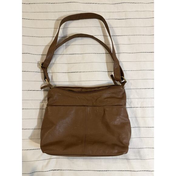 Great American Leather Works | Brown Shoulder Bag Purse Zip Pockets Adjustable - Picture 3 of 7